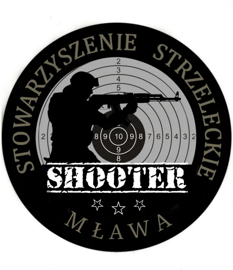 Shooter – Logo Shooting club logo with soldier silhouette and target on beige background